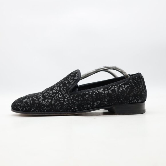 Mezlan  Black  Silver Shoes Men's US Size 10 Slip on Dress Shoes Floral Spain - Picture 3 of 10